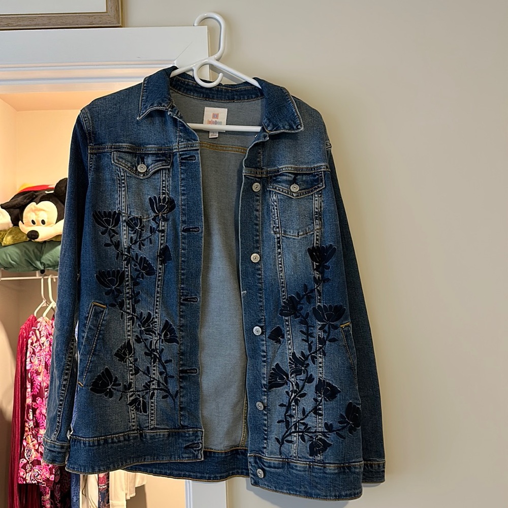 Lularoe embroidered denim jacket